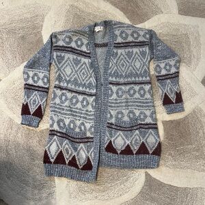 Pink Republic Gray and Burgundy Patterned Cardigan